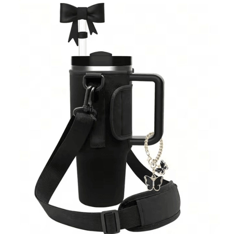 Adjustable Water Bottle Carrier Bag Large Tumbler Sleeve With Shoulder Strap 13
