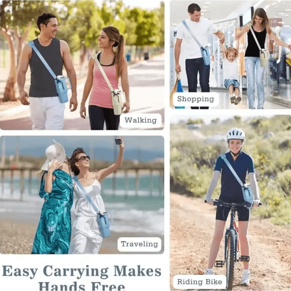 Adjustable Water Bottle Carrier Bag Large Tumbler Sleeve With Shoulder Strap 3