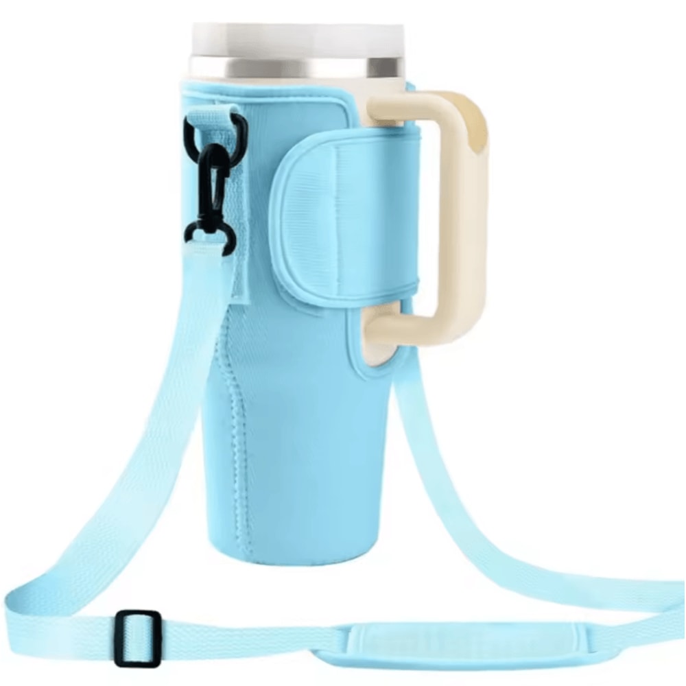 Adjustable Water Bottle Carrier Bag Large Tumbler Sleeve With Shoulder Strap 8