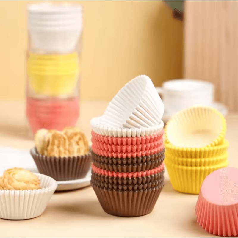 100PCS Disposable Muffin Cups Thick HeatResistant Cupcake Liners Egg Tart Baking Molds 1