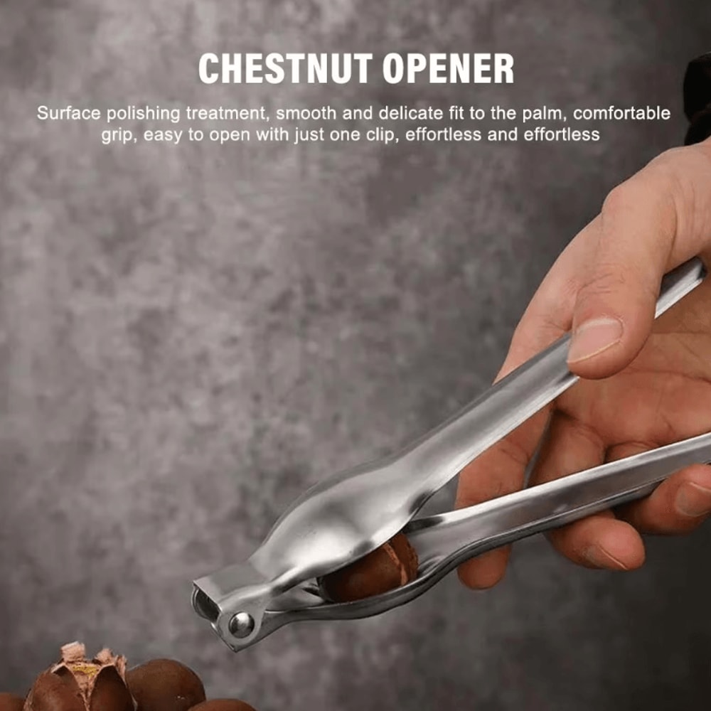 Stainless Steel Chestnut Opener Nut Cracker 2in1 Quick Clip Walnut Cutter Tool 1
