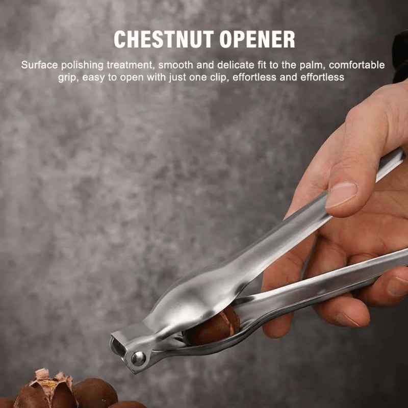 Stainless Steel Chestnut Opener Nut Cracker 2in1 Quick Clip Walnut Cutter Tool 1