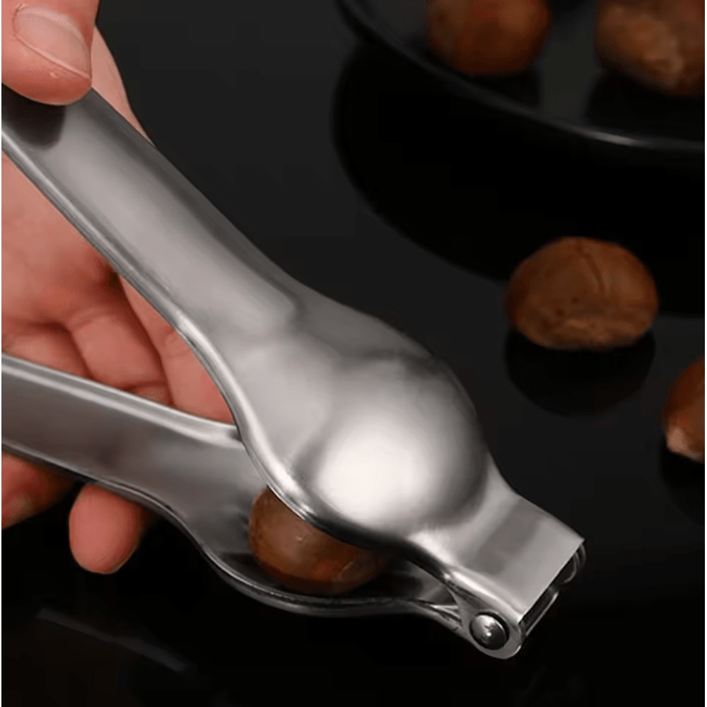 Stainless Steel Chestnut Opener Nut Cracker 2in1 Quick Clip Walnut Cutter Tool 3