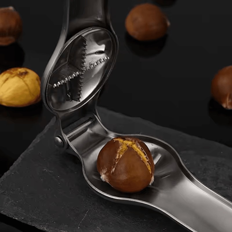 Stainless Steel Chestnut Opener Nut Cracker 2in1 Quick Clip Walnut Cutter Tool 4