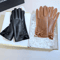 Womens Winter PU Leather Touchscreen Gloves Warm Driving Gloves With Elegant Bow 0