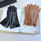 Womens Winter PU Leather Touchscreen Gloves Warm Driving Gloves With Elegant Bow 0