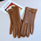 Womens Winter PU Leather Touchscreen Gloves Warm Driving Gloves With Elegant Bow 2