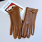 Womens Winter PU Leather Touchscreen Gloves Warm Driving Gloves With Elegant Bow 2