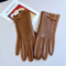 Womens Winter PU Leather Touchscreen Gloves Warm Driving Gloves With Elegant Bow 6