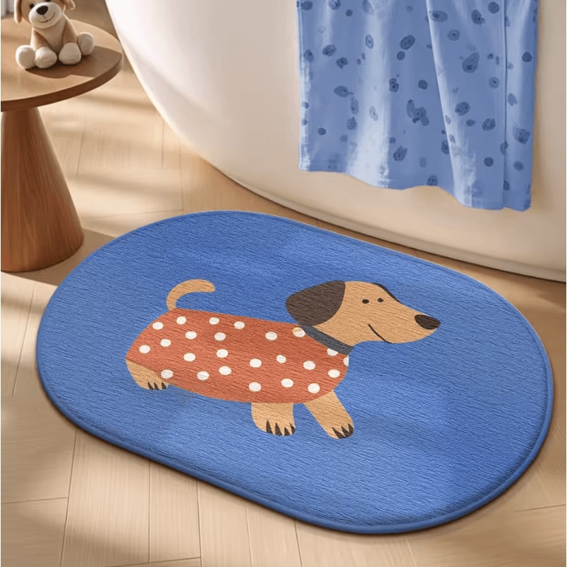 Cute Cartoon Dog Memory Foam Bath Mat Ultra Soft QuickDry NonSlip Bathroom Rug 6