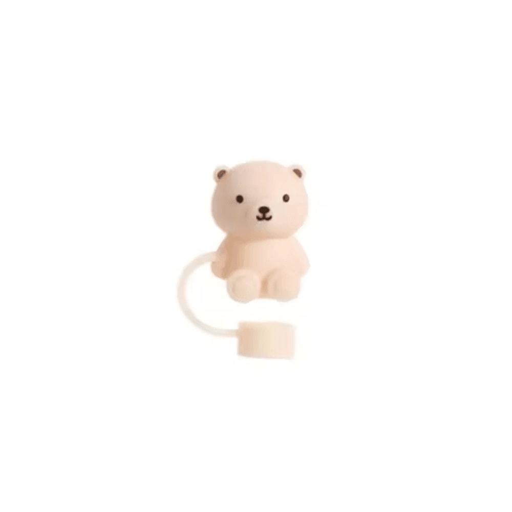 Cute Teddy Bear Silicone Straw Cover For Stanley Cup 10mm Reusable DustProof Straw Topper 5