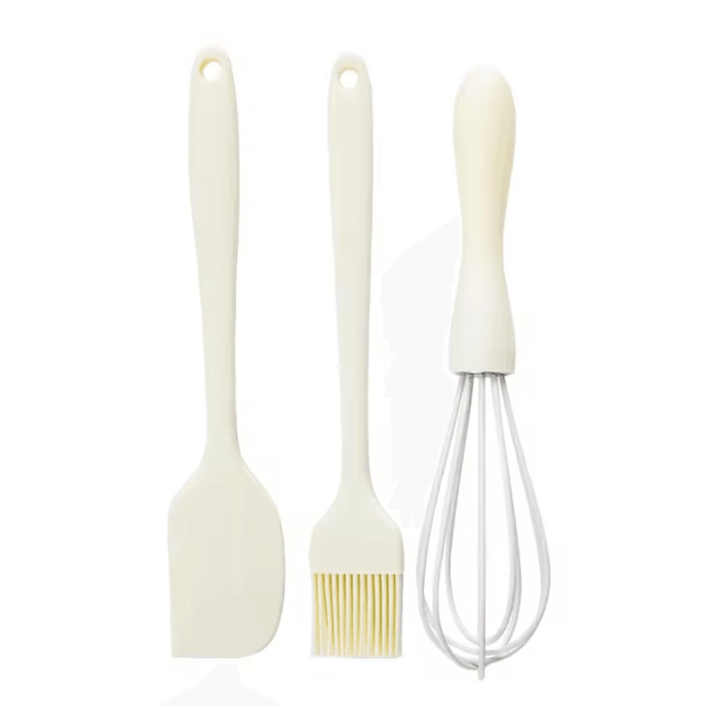 3Piece NonStick Silicone Spatula Pastry Brush Set HeatResistant Baking Scraper Tools 6