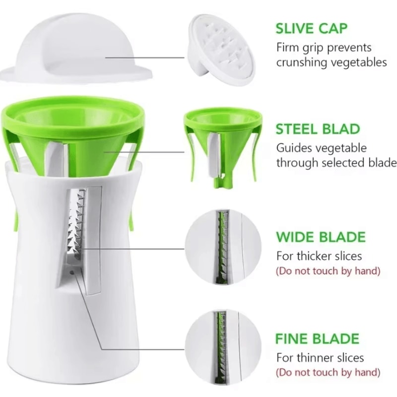 HeavyDuty Vegetable Spiralizer Zucchini Noodle Maker Manual Spiral Slicer For Healthy Cooking 5