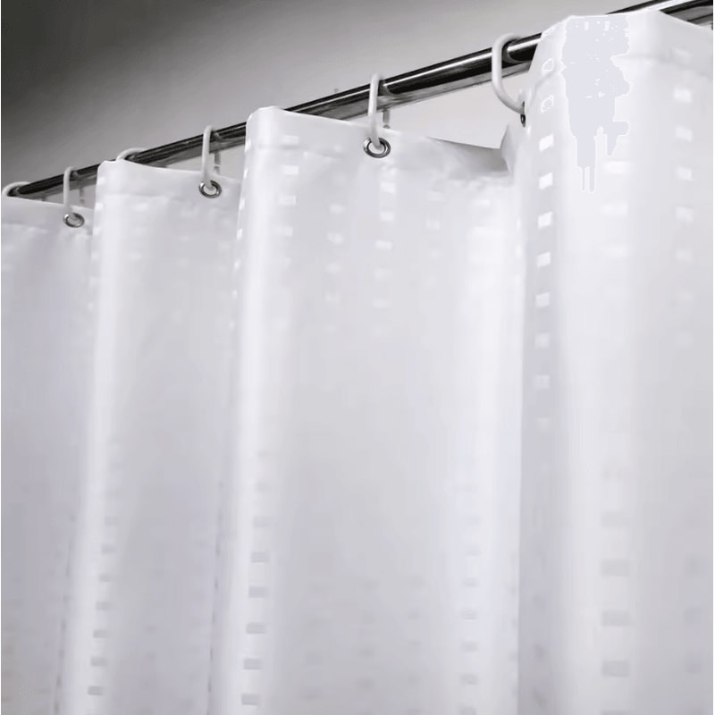 HotelGrade Water Repellent Polyester Shower Curtain Durable Fabric Bathroom Liner With Weighted Bo 0