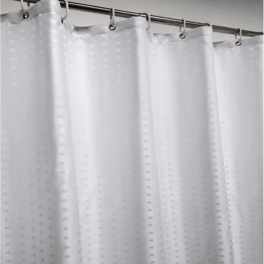 HotelGrade Water Repellent Polyester Shower Curtain Durable Fabric Bathroom Liner With Weighted Bo 1