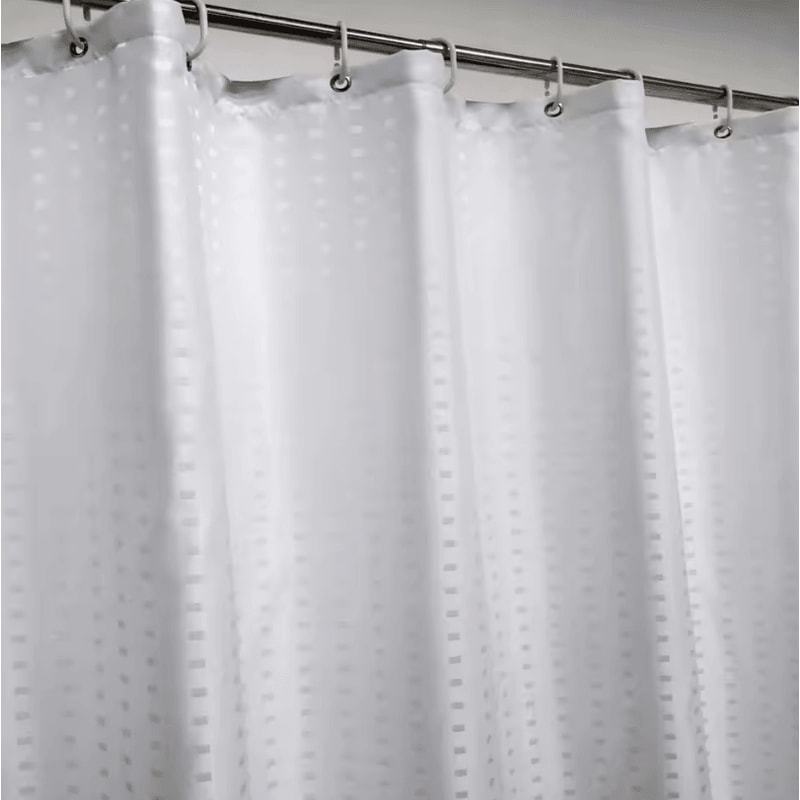 HotelGrade Water Repellent Polyester Shower Curtain Durable Fabric Bathroom Liner With Weighted Bo 1