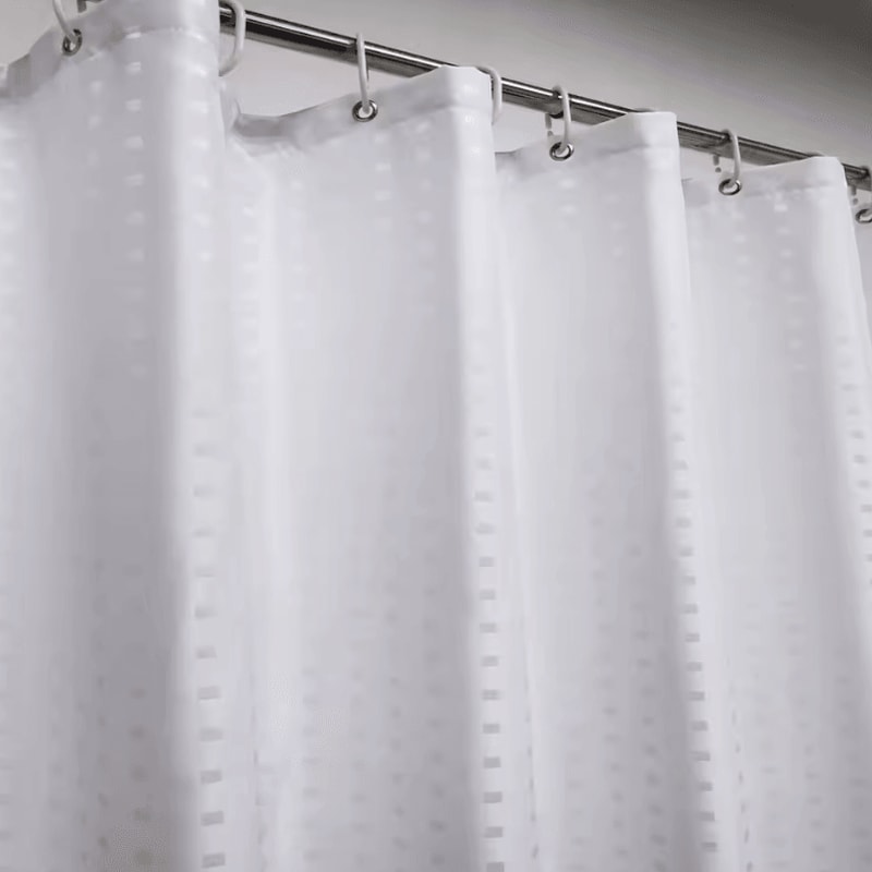 HotelGrade Water Repellent Polyester Shower Curtain Durable Fabric Bathroom Liner With Weighted Bo 3