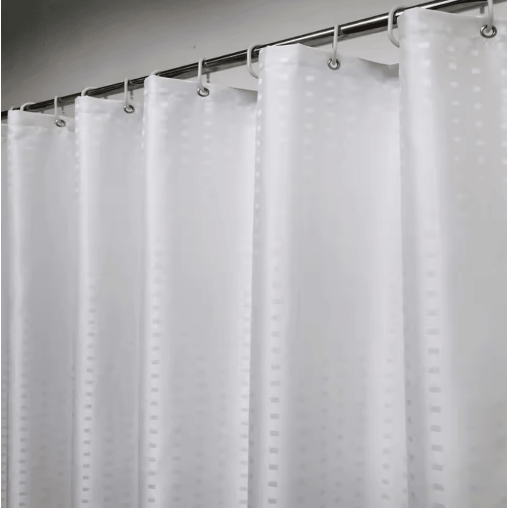 HotelGrade Water Repellent Polyester Shower Curtain Durable Fabric Bathroom Liner With Weighted Bo 4