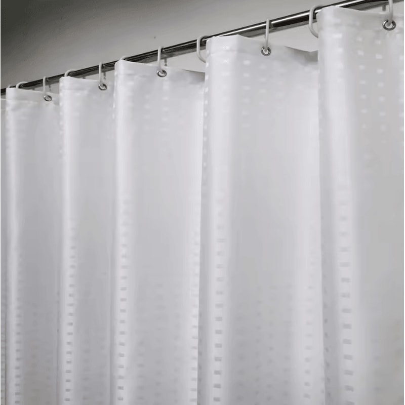 HotelGrade Water Repellent Polyester Shower Curtain Durable Fabric Bathroom Liner With Weighted Bo 4