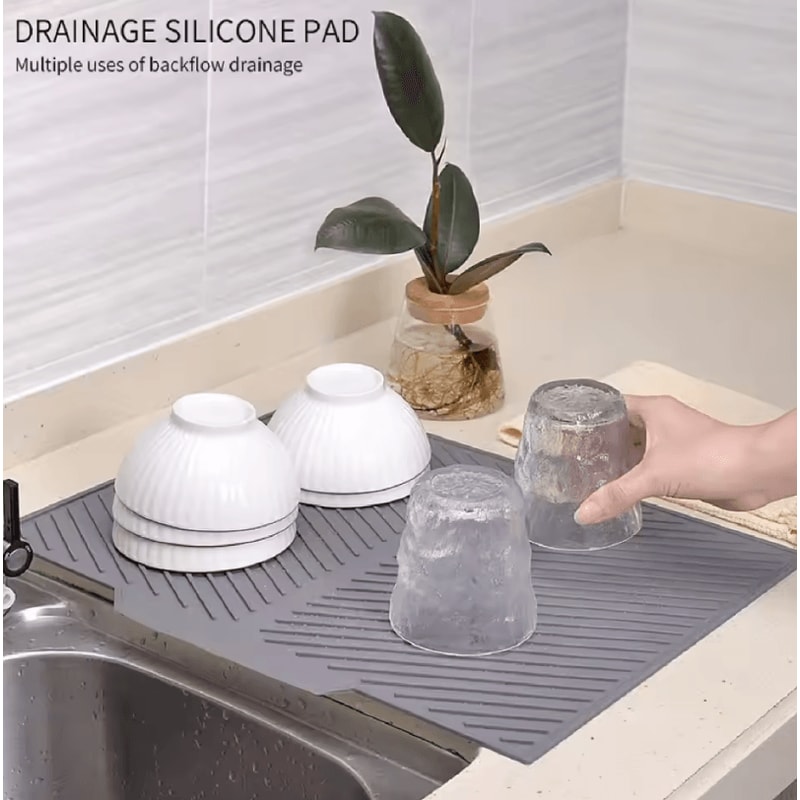 MultiPurpose Silicone Drain Mat NonSlip Bar Sink Drying Mat For Kitchen And Bathroom Use 1