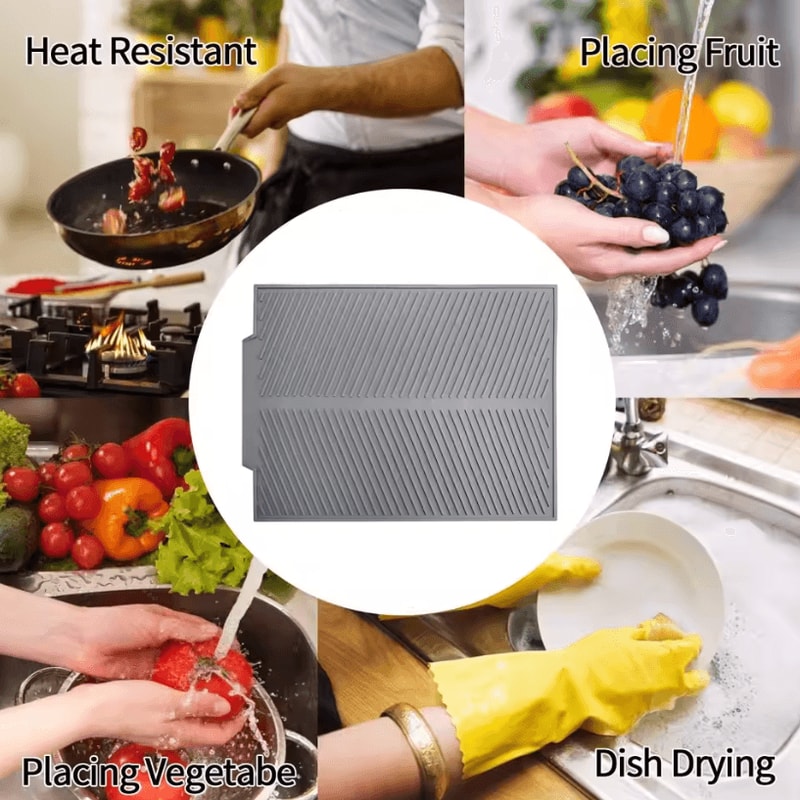 MultiPurpose Silicone Drain Mat NonSlip Bar Sink Drying Mat For Kitchen And Bathroom Use 4