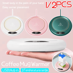 usb coffee mug warmer coaster – 3-level temperature control 55°c electric cup heating pad