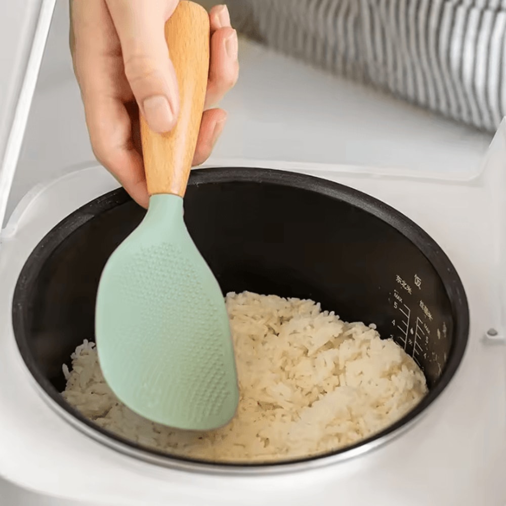 HighTemperature Silicone Cooking Spoon NonStick Rice Pot Spoon With AntiScald Handle 1