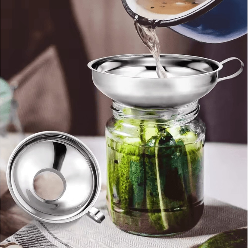 Stainless Steel Canning Funnel With Handle Wide Regular Mouth Jar Funnel For MessFree Filling 1