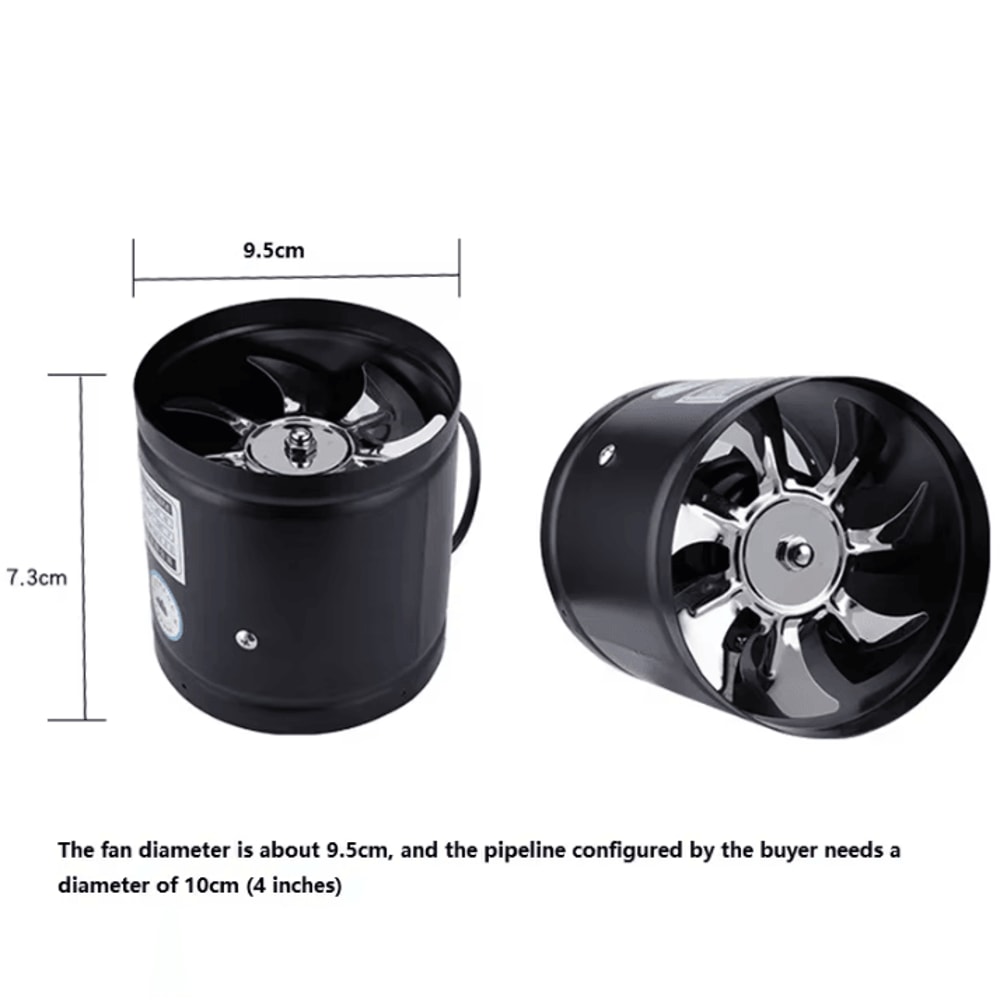 4Inch Inline Duct Exhaust Fan Compact Metal Ventilation Fan For Kitchen Bathroom Home Use 5