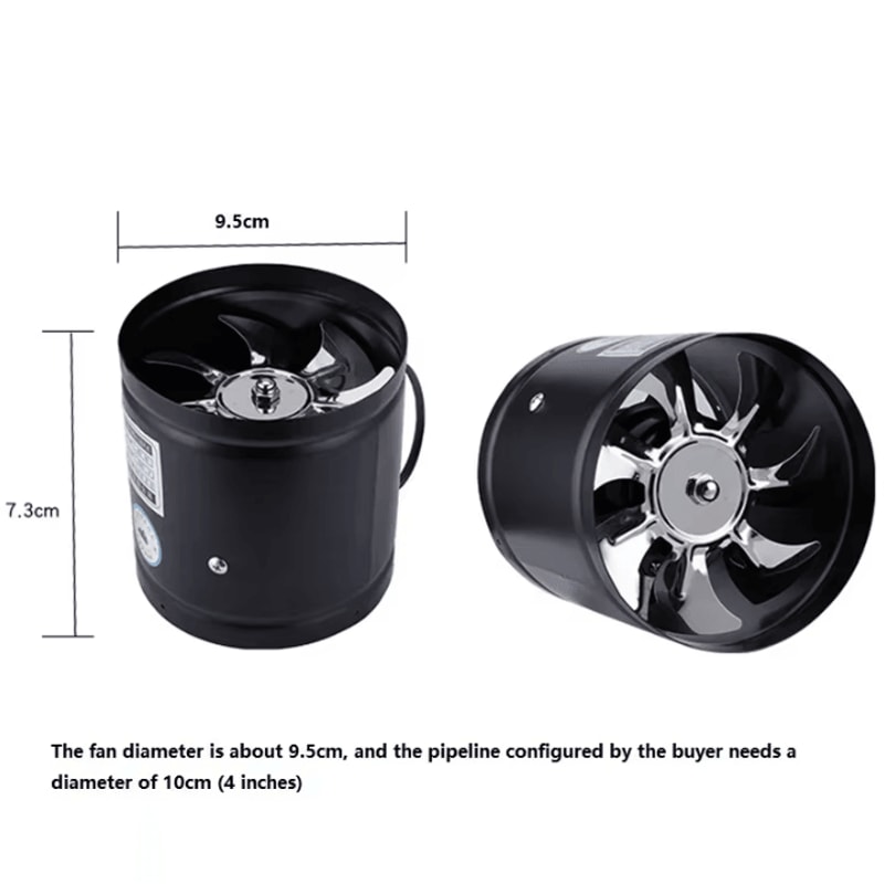 4Inch Inline Duct Exhaust Fan Compact Metal Ventilation Fan For Kitchen Bathroom Home Use 5