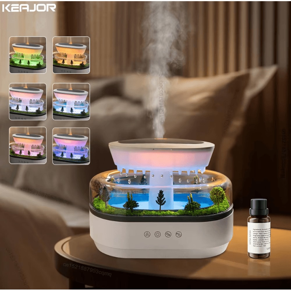 Raindrop Ultrasonic Aroma Humidifier Colorful Light White Noise Essential Oil Diffuser For Home 0