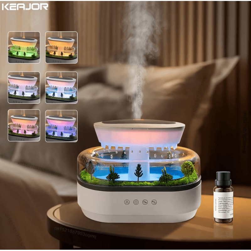 Raindrop Ultrasonic Aroma Humidifier Colorful Light White Noise Essential Oil Diffuser For Home 0