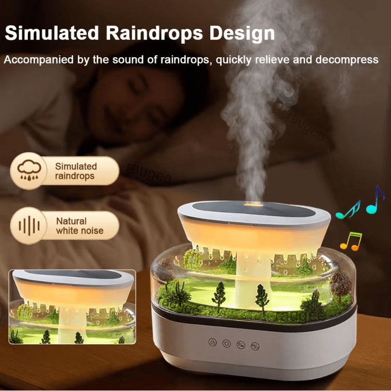 Raindrop Ultrasonic Aroma Humidifier Colorful Light White Noise Essential Oil Diffuser For Home 1