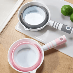 durable folding water scoop with long handle – portable plastic dipper for kitchen, bathroom & outdoor use