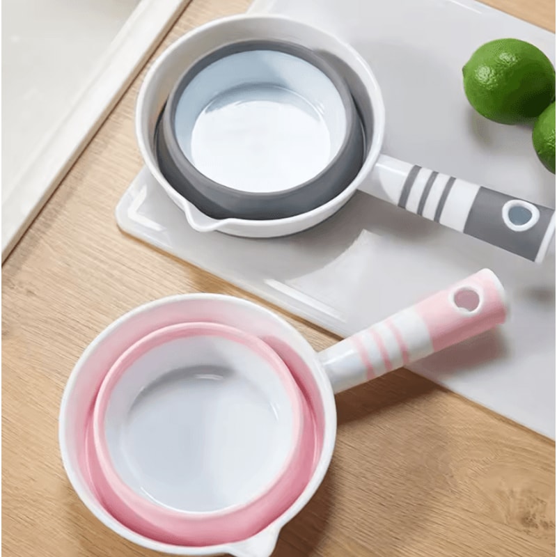 Durable Folding Water Scoop With Long Handle Portable Plastic Dipper For Kitchen Bathroom Outdoor 0