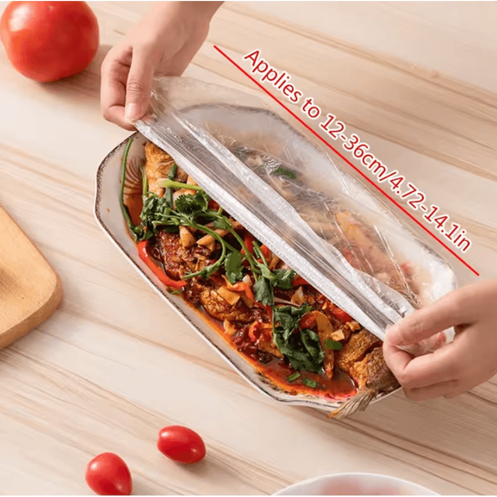 100PCS Disposable Elastic Food Covers Stretchable Cling Film Bowl Covers For Fresh Food Storage 1