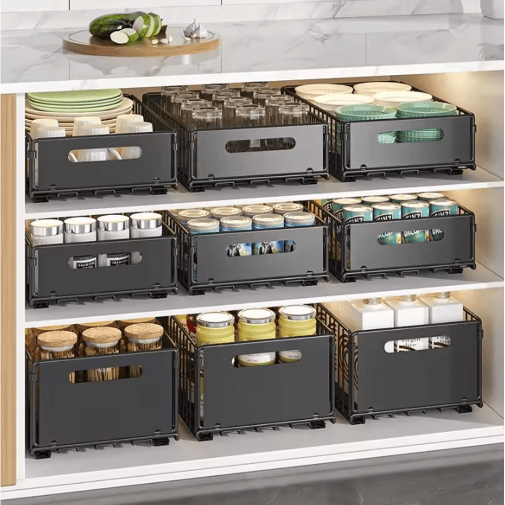 Multifunction PullOut Cabinet Organizer Sliding Kitchen Storage Rack Seasoning Basket 1