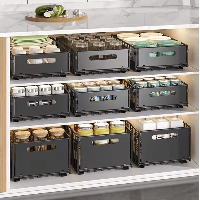 Multifunction PullOut Cabinet Organizer Sliding Kitchen Storage Rack Seasoning Basket 1