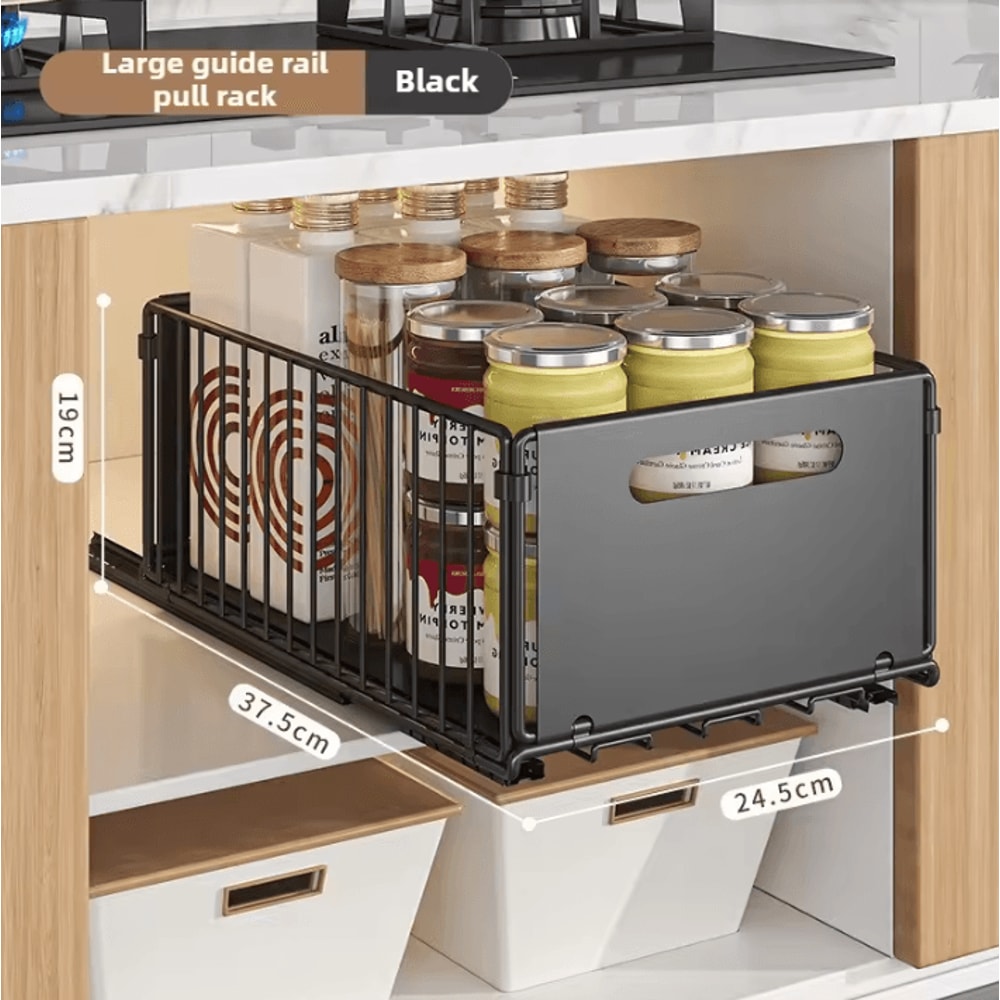 Multifunction PullOut Cabinet Organizer Sliding Kitchen Storage Rack Seasoning Basket 5
