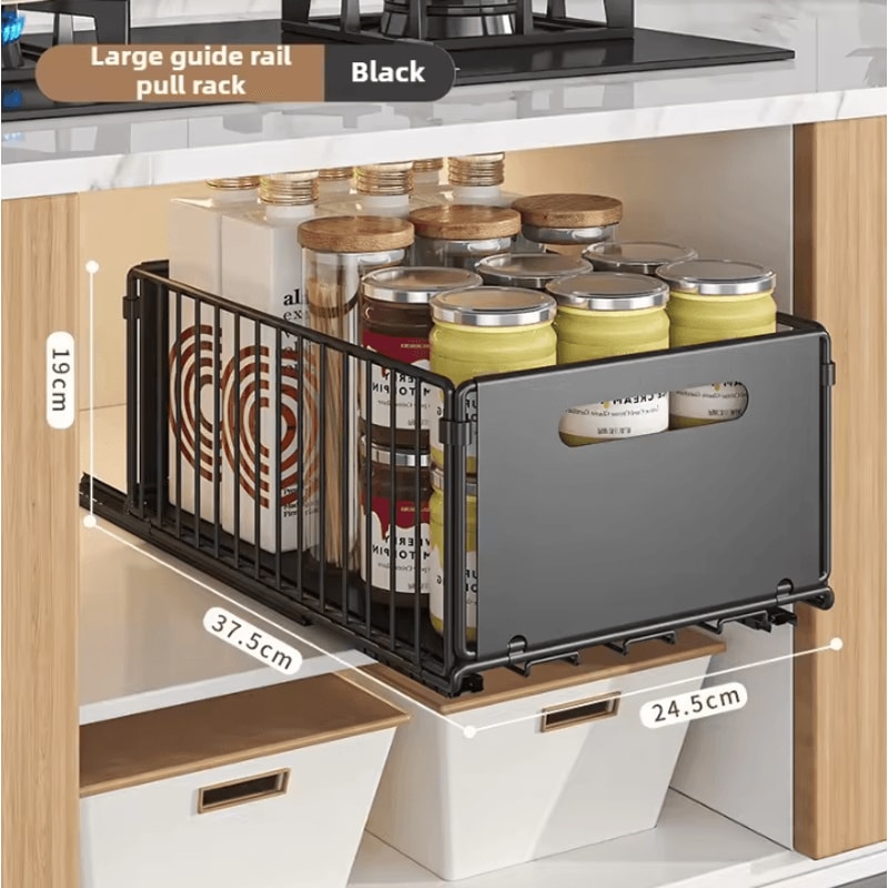 Multifunction PullOut Cabinet Organizer Sliding Kitchen Storage Rack Seasoning Basket 5