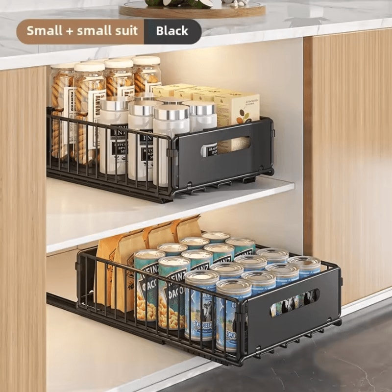 Multifunction PullOut Cabinet Organizer Sliding Kitchen Storage Rack Seasoning Basket 6