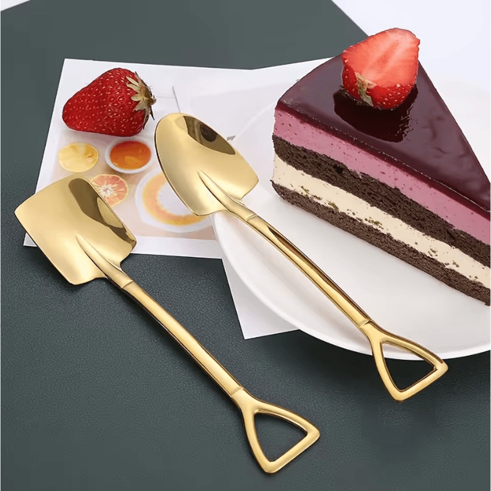 10PCS Stainless Steel Shovel Teaspoon Set Creative Dessert Coffee Spoon Set For Everyday Use 1