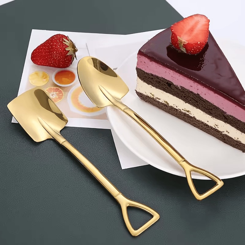 10PCS Stainless Steel Shovel Teaspoon Set Creative Dessert Coffee Spoon Set For Everyday Use 1