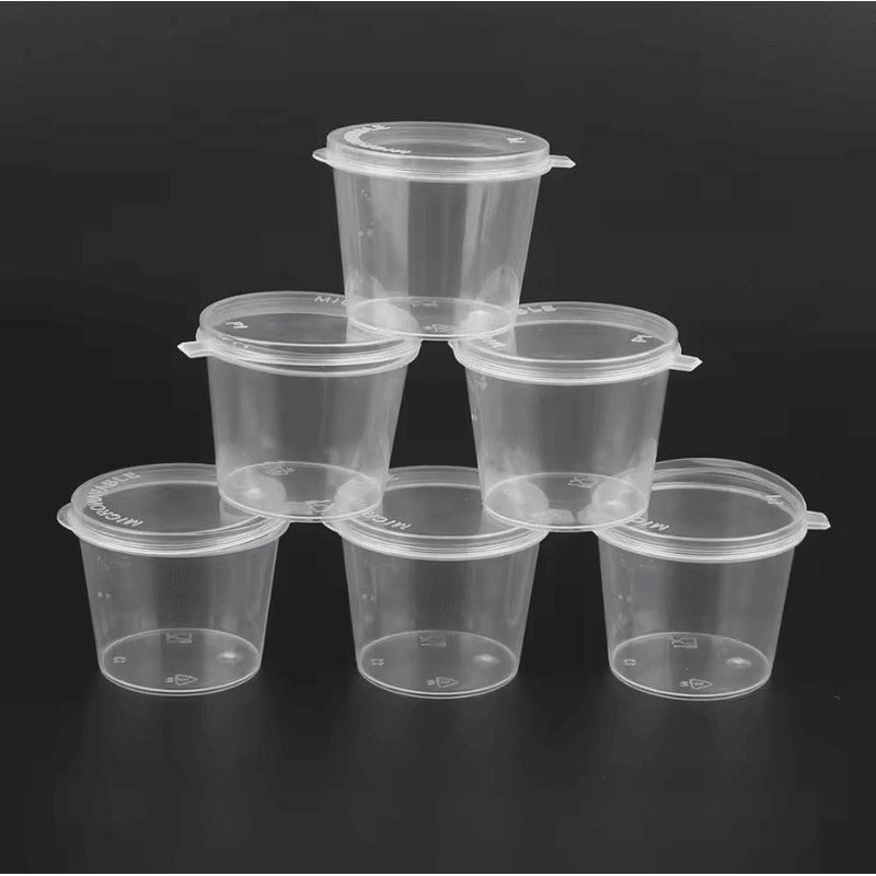 100PCS Disposable Sauce Cups With Lids Clear Plastic Portion Cups For Condiments Food Storage 4