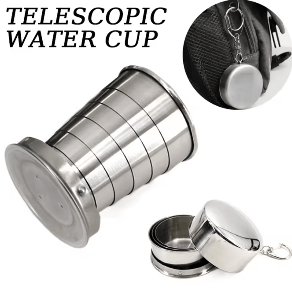 Portable Collapsible Stainless Steel Cup Telescopic Folding Travel Mug For Camping Outdoor Use 0
