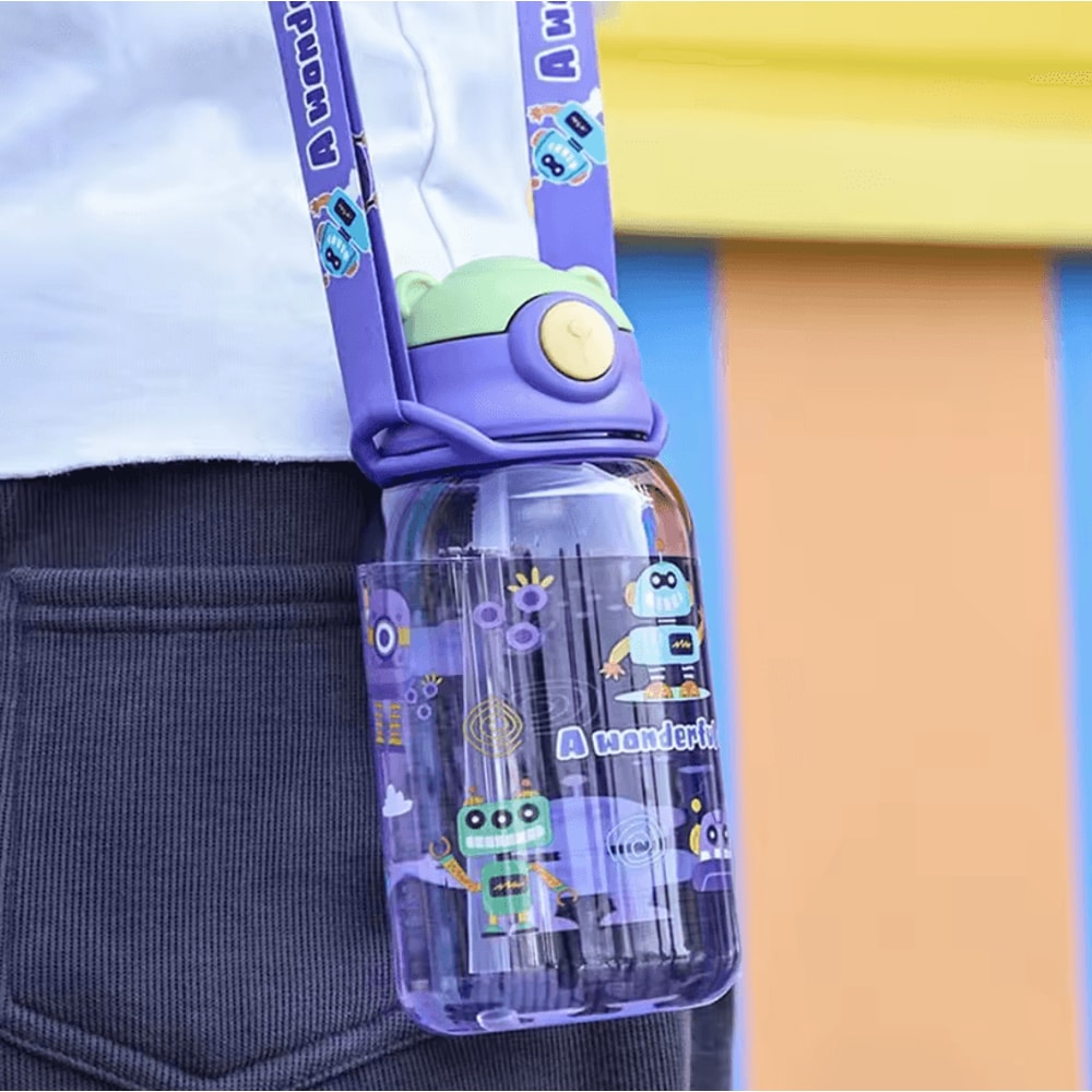650ml Cute Kids Water Bottle With Straw BPAFree Leakproof School Outdoor Drink Bottle 1