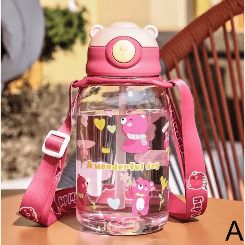 650ml Cute Kids Water Bottle With Straw BPAFree Leakproof School Outdoor Drink Bottle 5