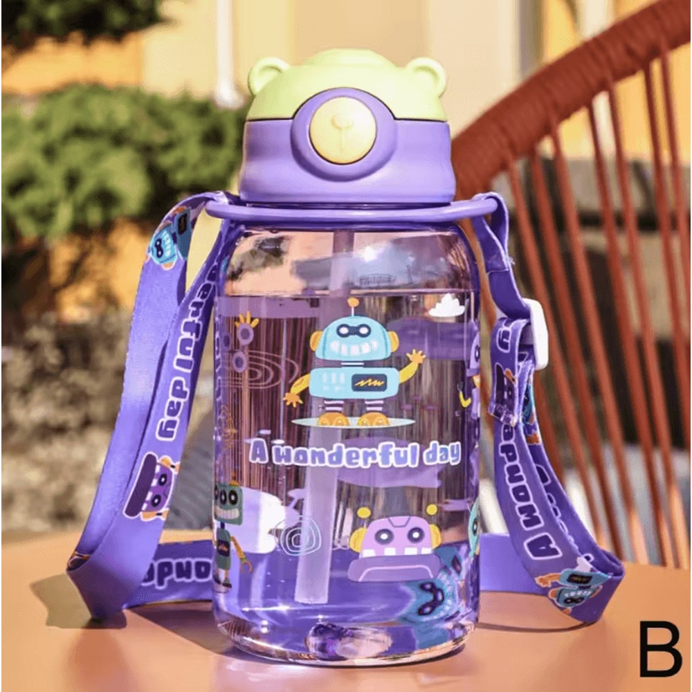 650ml Cute Kids Water Bottle With Straw BPAFree Leakproof School Outdoor Drink Bottle 6