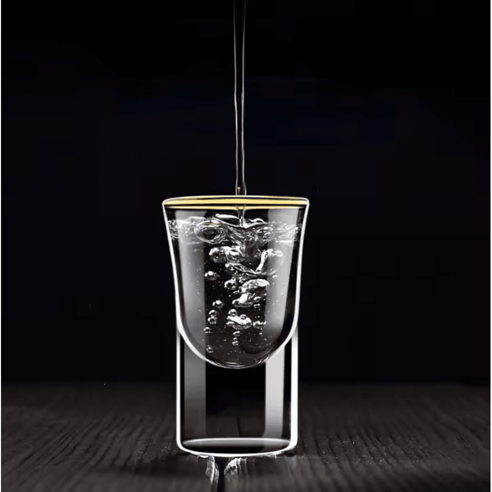 6Piece Gold Foil GiltEdged Wine Cups Elegant Mini Glass Shot Set For Baijiu Spirits 0