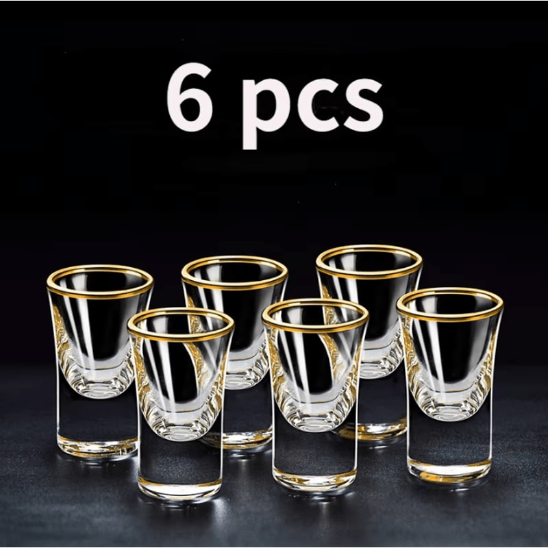 6Piece Gold Foil GiltEdged Wine Cups Elegant Mini Glass Shot Set For Baijiu Spirits 4